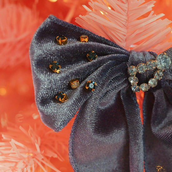 Lenora Dame Christmas Morning Larkspur Blue Hair Bow