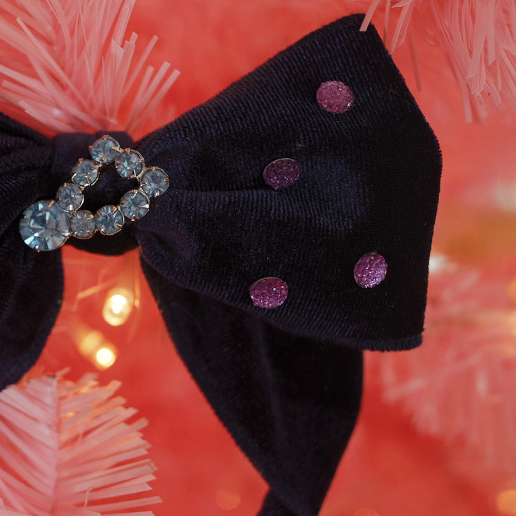 Lenora Dame Christmas Morning Muted Navy Hair Bow