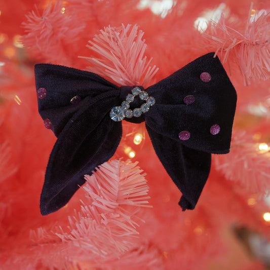 Lenora Dame Christmas Morning Muted Navy Hair Bow