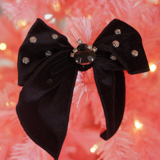 Lenora Dame One-of-a-Kind Christmas Morning Black Hair Bow