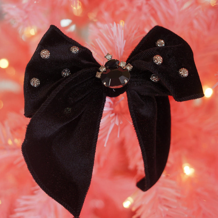 Lenora Dame One-of-a-Kind Christmas Morning Black Hair Bow