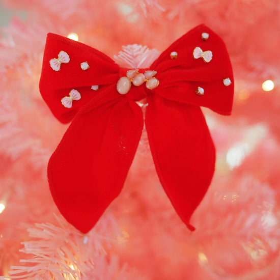 Lenora Dame Christmas Morning Cardinal Red Hair Bow