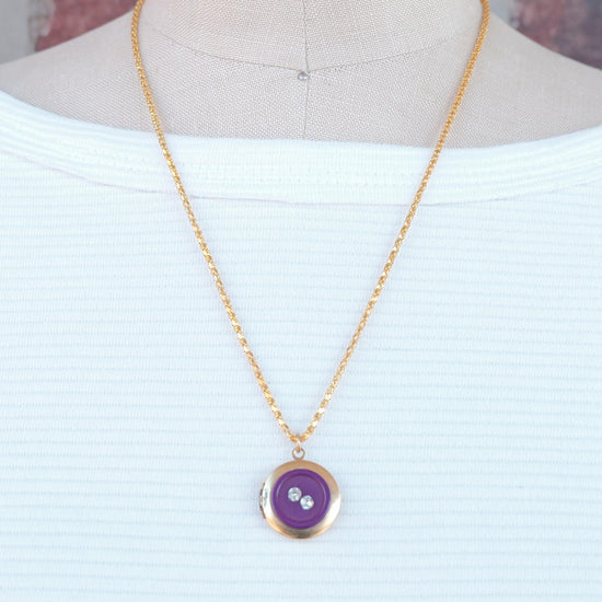 Lenora Dame One-of-a-Kind vintage button Charm locket necklace