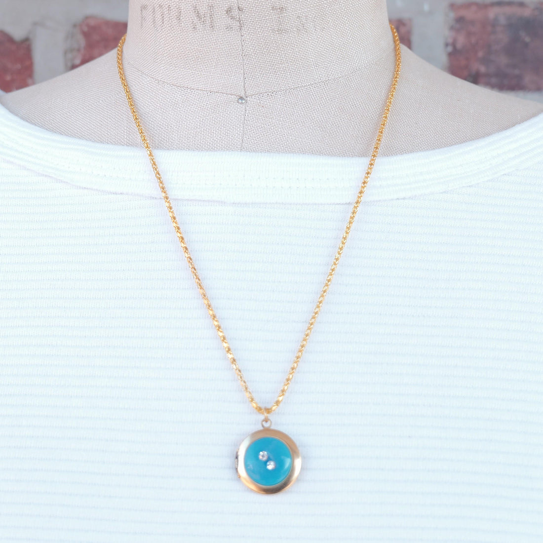 Lenora Dame One-of-a-Kind vintage button Charm locket necklace