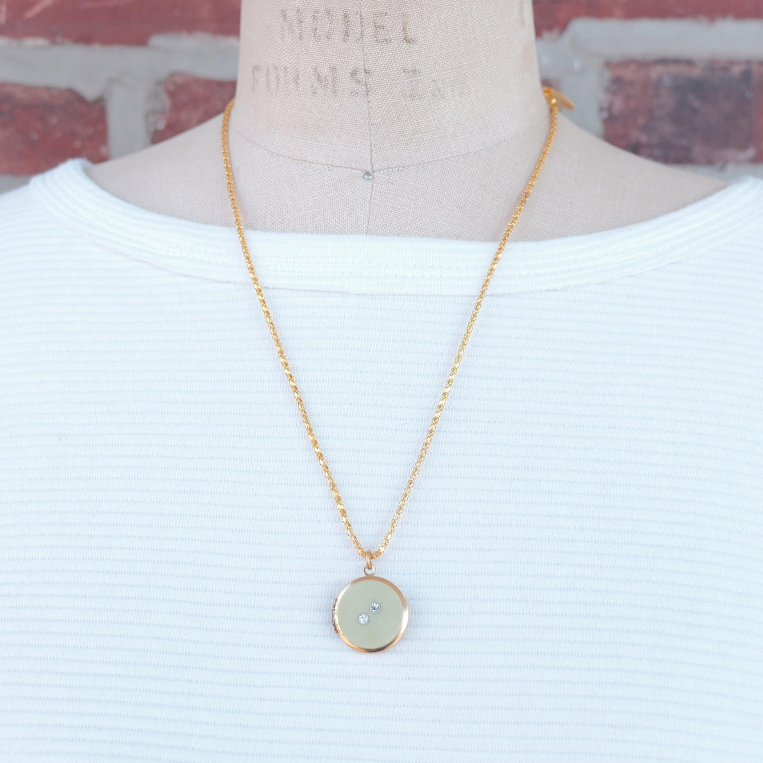 Lenora Dame One-of-a-Kind vintage button Charm locket necklace