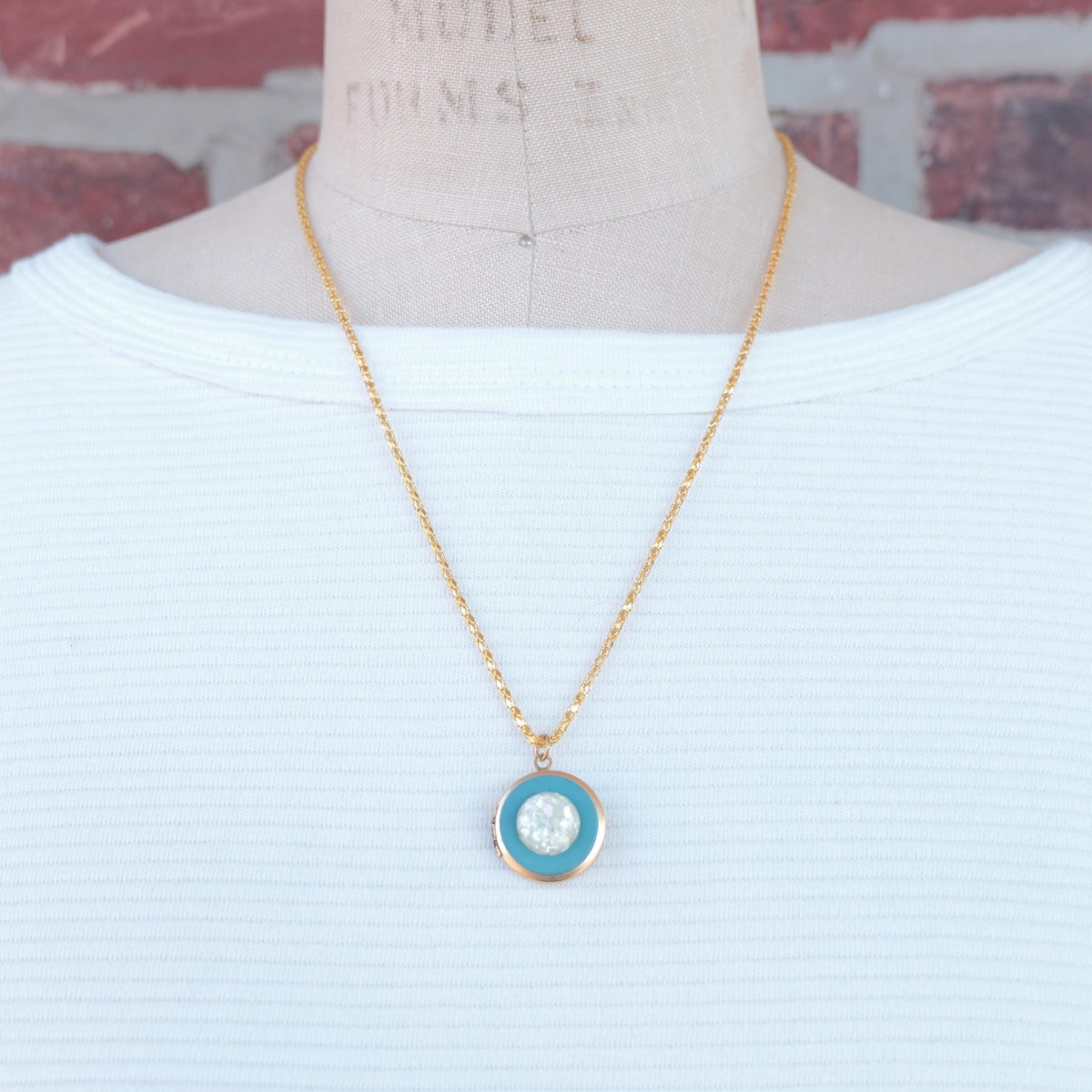 Lenora Dame One-of-a-Kind vintage button Charm locket necklace
