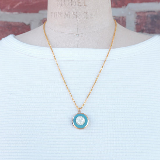 Lenora Dame One-of-a-Kind vintage button Charm locket necklace
