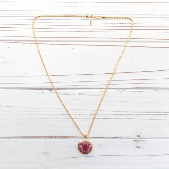 Lenora Dame Peppermint button locket necklace