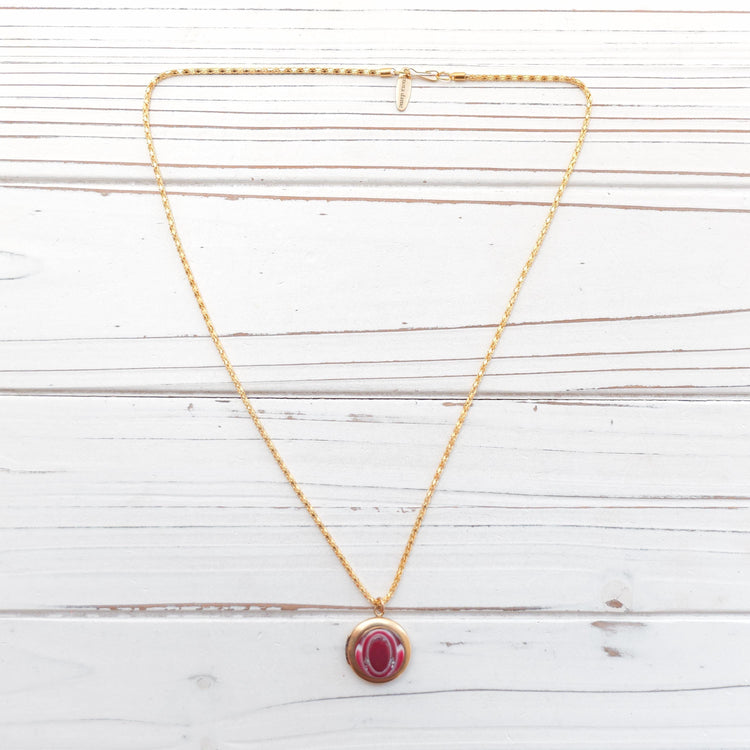 Lenora Dame Peppermint button locket necklace