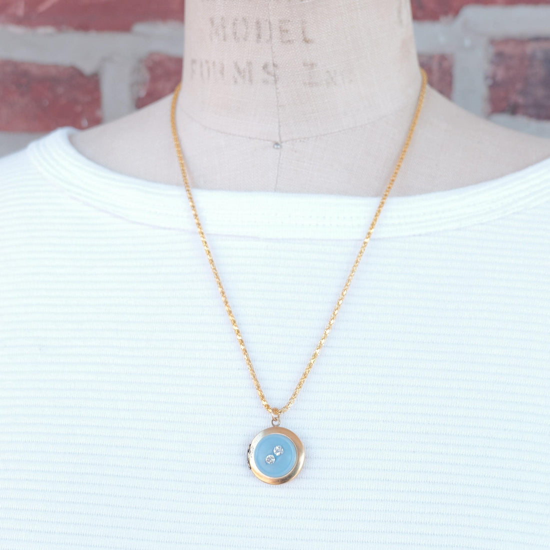 Lenora Dame One-of-a-Kind vintage button Charm locket necklace