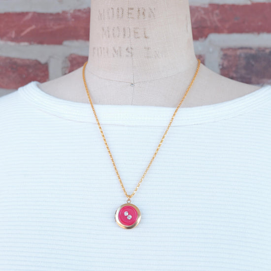 Lenora Dame One-of-a-Kind vintage button Charm locket necklace