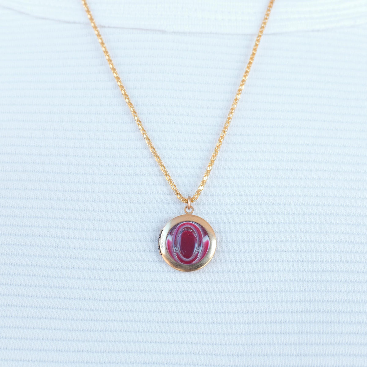 Lenora Dame Peppermint button locket necklace