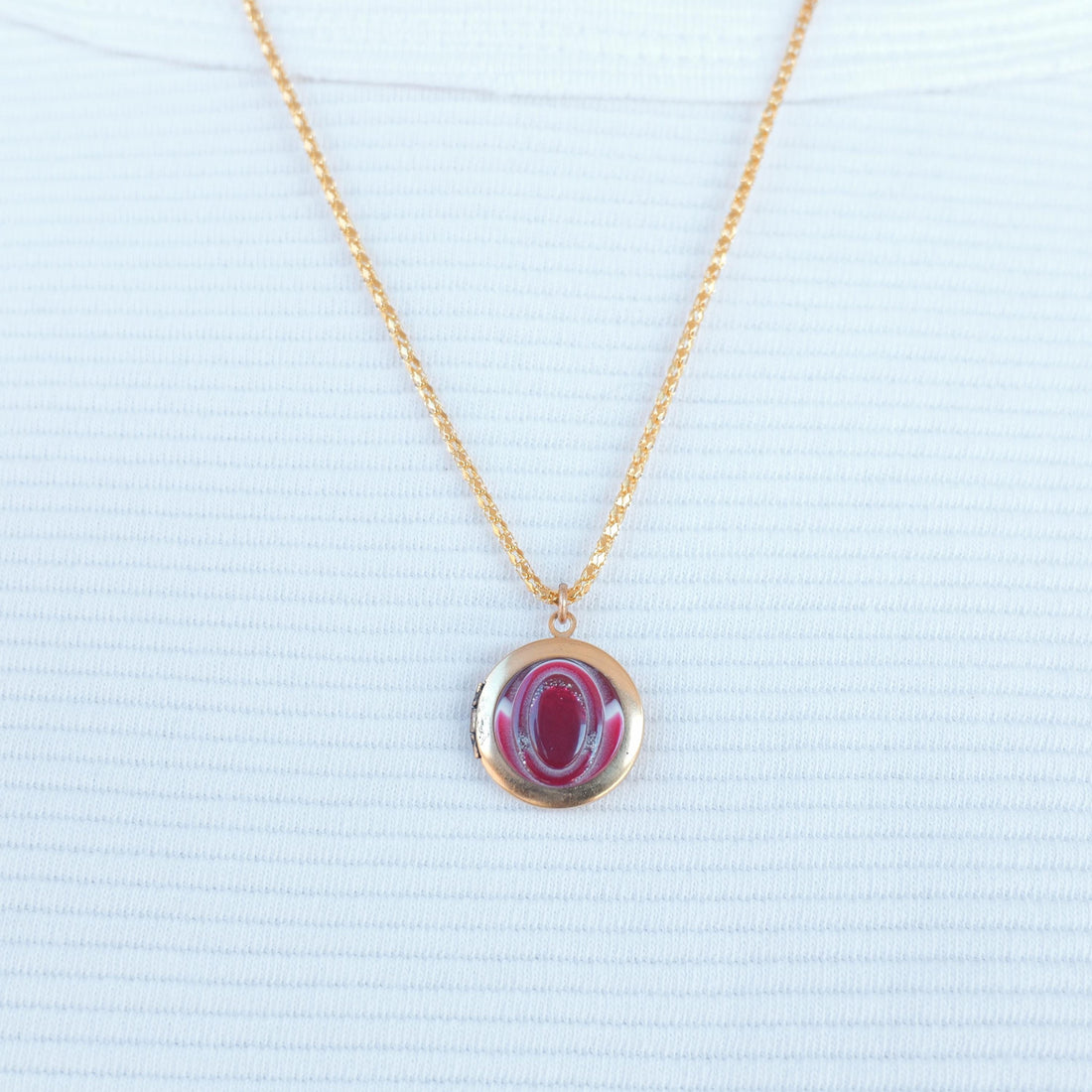 Lenora Dame Peppermint button locket necklace