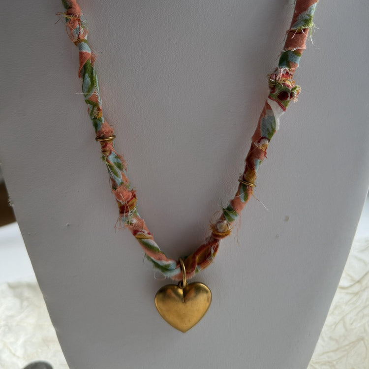 Lenora Dame Fabric Wrapped Heart Necklace