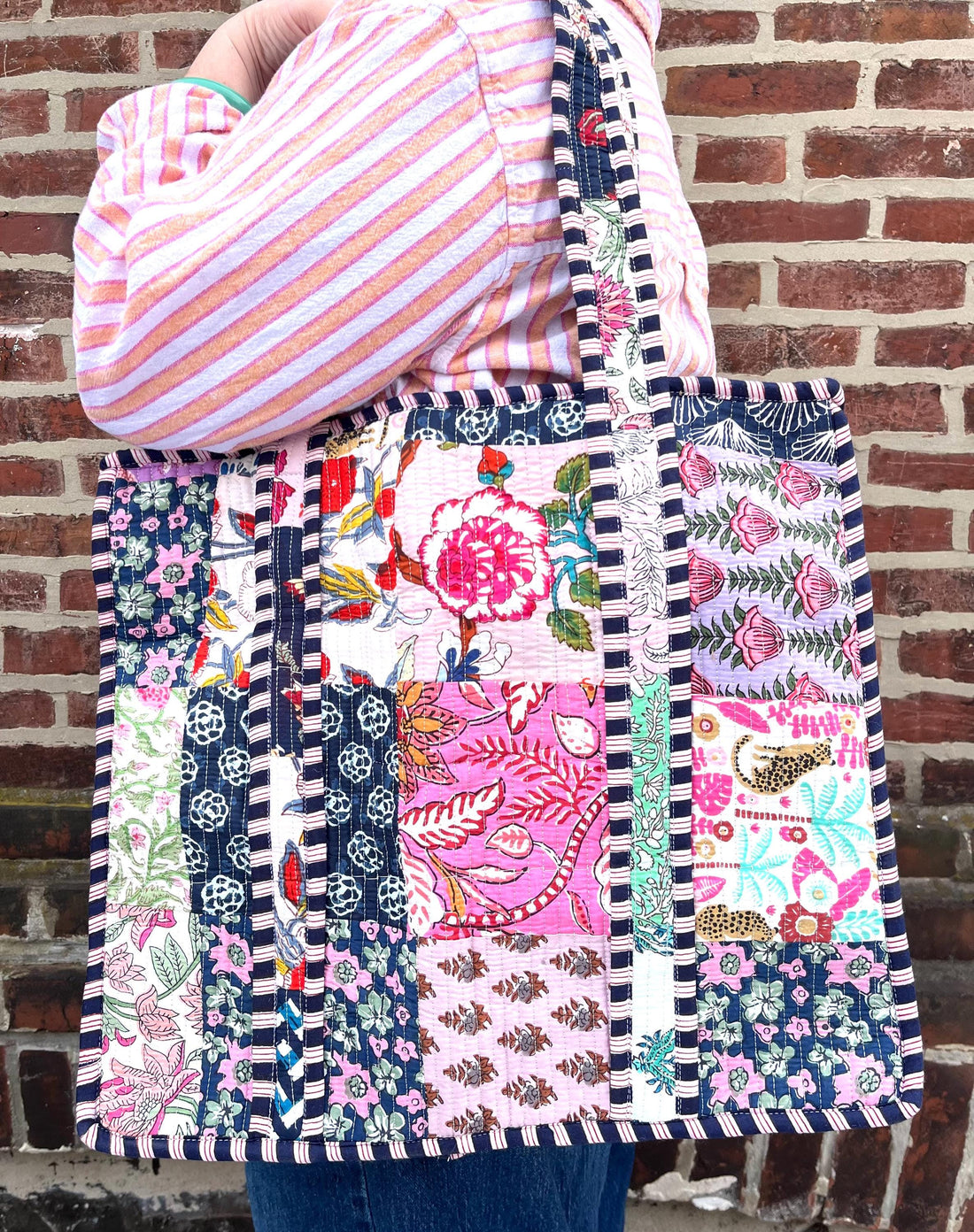 Lenora Dame Quilted Patchwork Tote Bag-Large