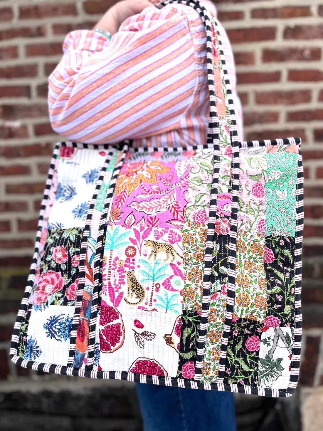 Lenora Dame Quilted Patchwork Tote Bag-Large