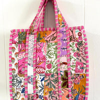 Lenora Dame Quilted Patchwork Tote Bag- Small
