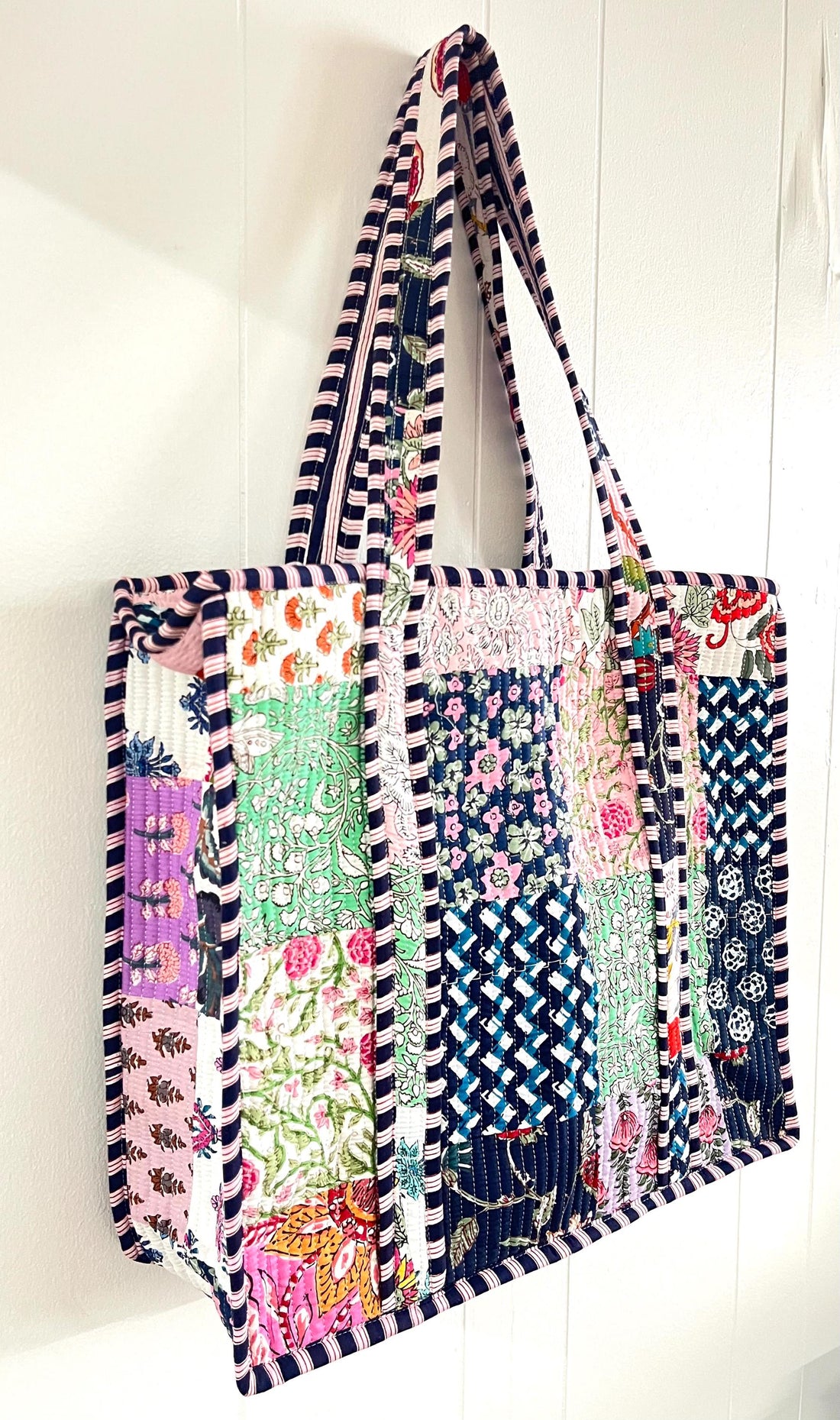 Lenora Dame Quilted Patchwork Tote Bag-Large