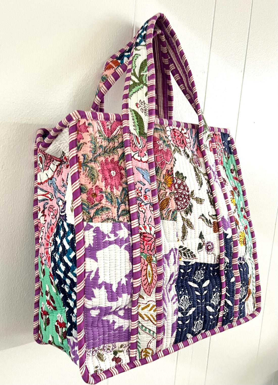 Lenora Dame Quilted Patchwork Tote Bag- Small