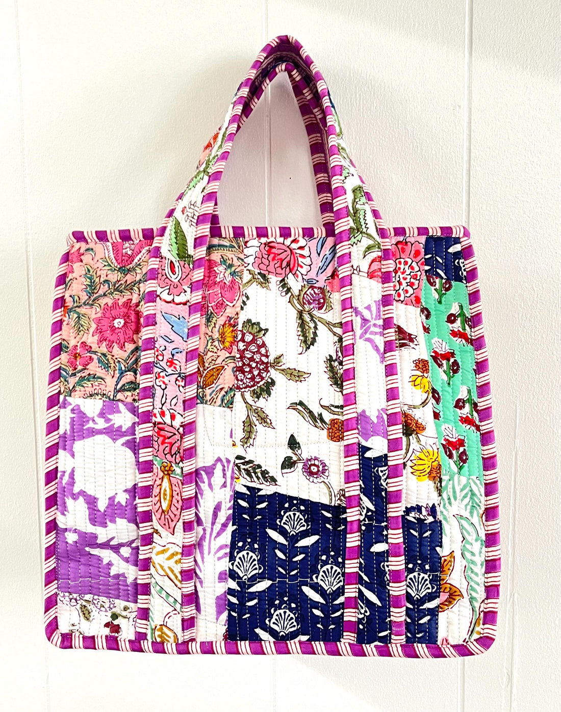 Lenora Dame Quilted Patchwork Tote Bag- Small