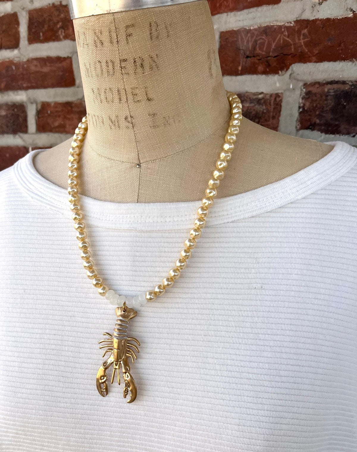 Lenora Dame Golden Lobster Necklace - Butter Yellow