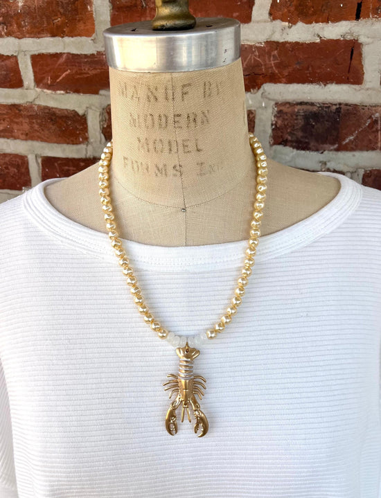 Lenora Dame Golden Lobster Necklace - Butter Yellow