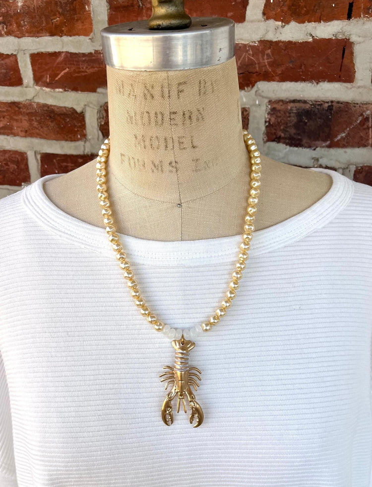 Lenora Dame Golden Lobster Necklace - Butter Yellow