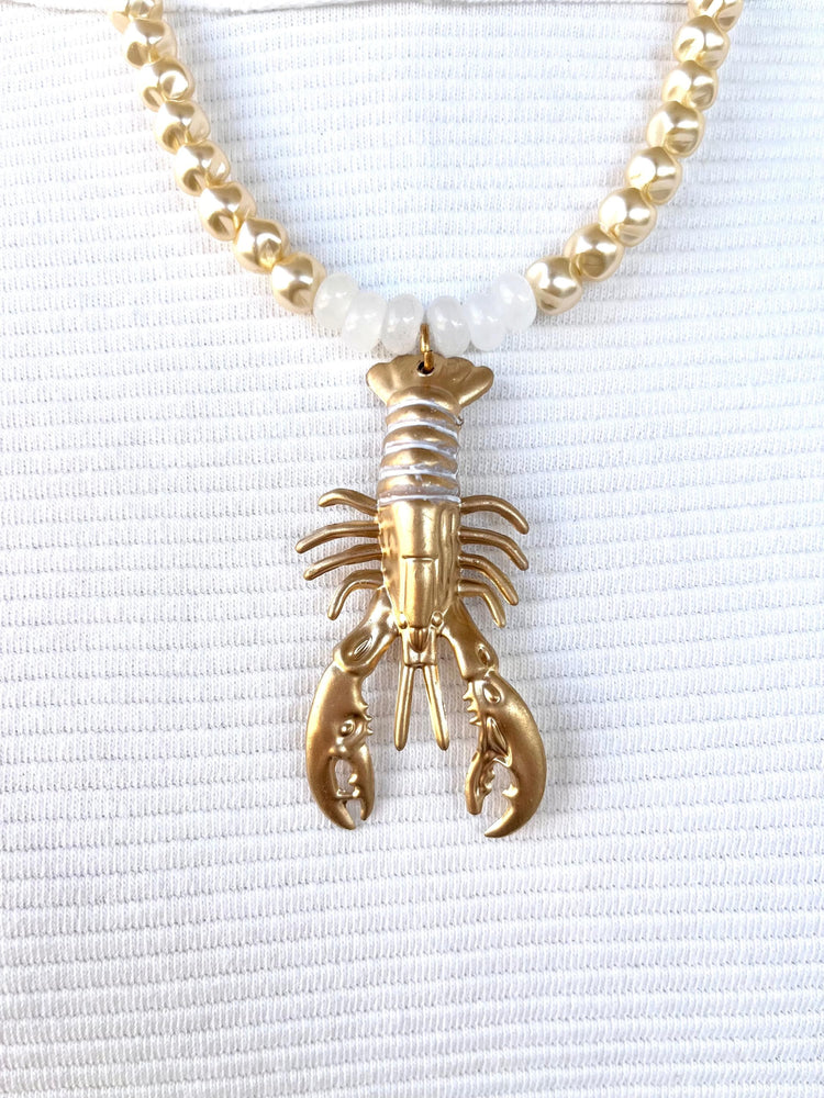 Lenora Dame Golden Lobster Necklace - Butter Yellow