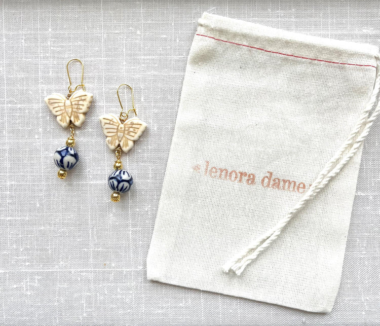 Lenora Dame Porcelain Butterfly Earrings