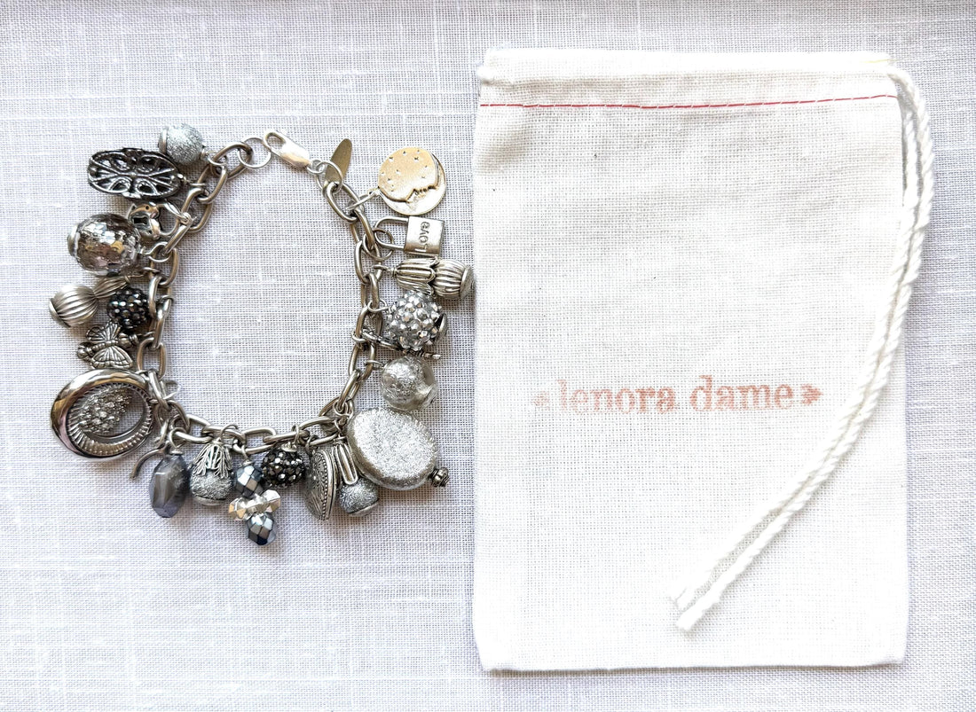 Lenora Dame Silver Vintage Gilded Charm Bracelet