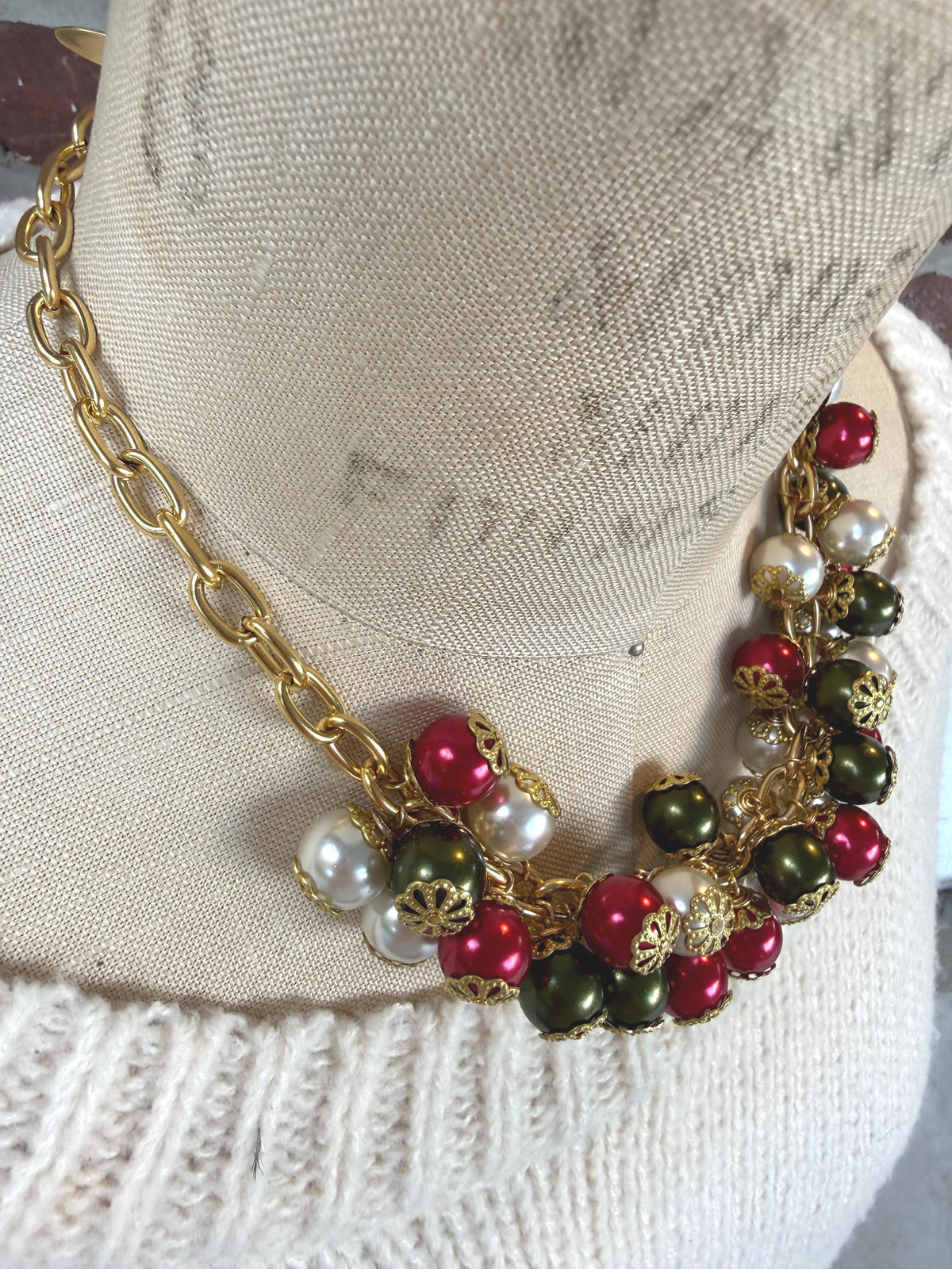 Lenora Dame Holiday Pearl Cluster Necklace