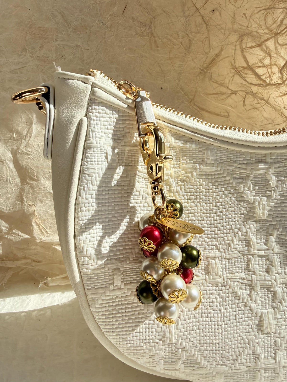 Lenora Dame Holiday Pearl Cluster Bag Charm