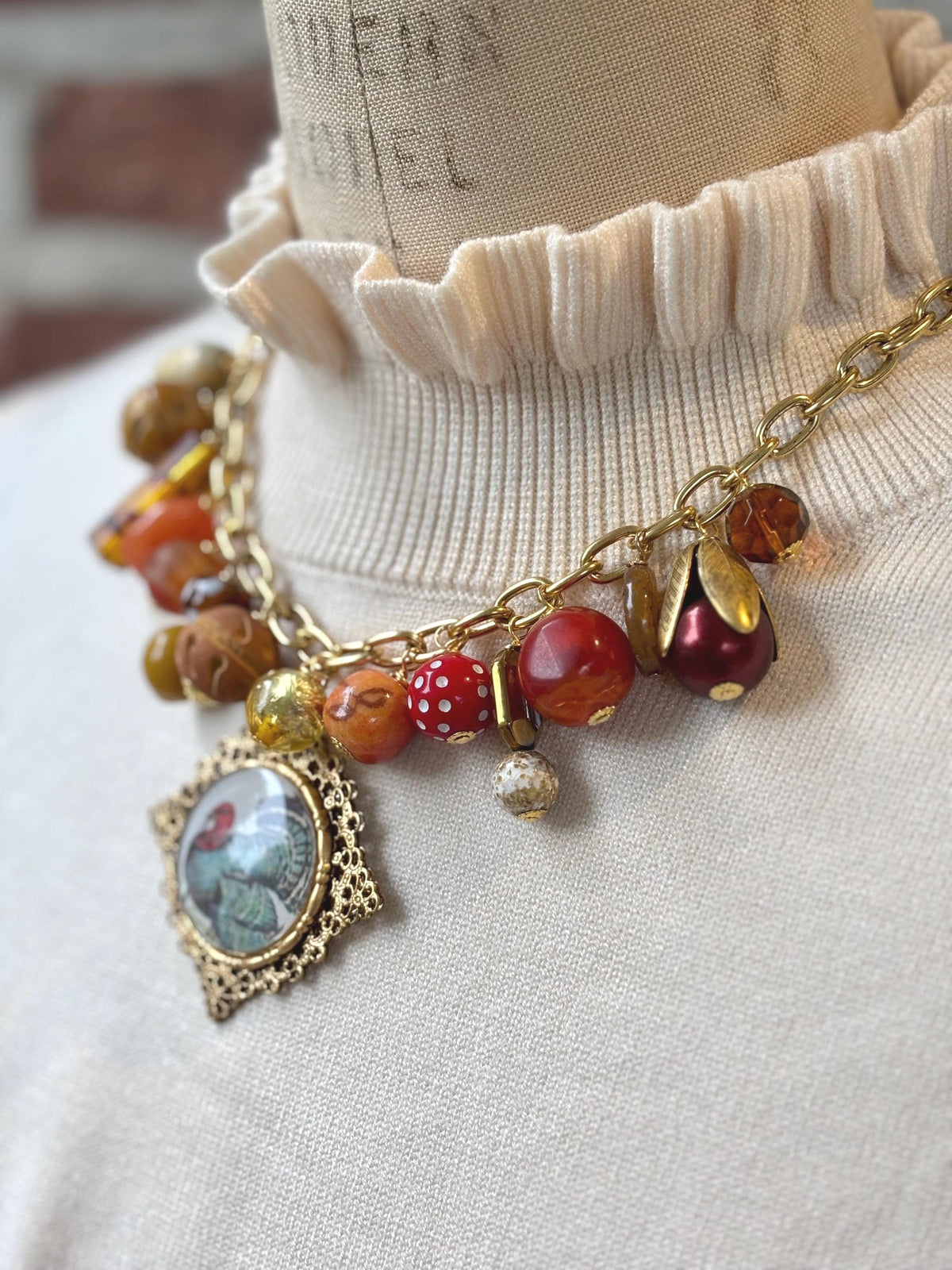 Lenora Dame Thanksgiving Necklace in Red-One-of-a-Kind!