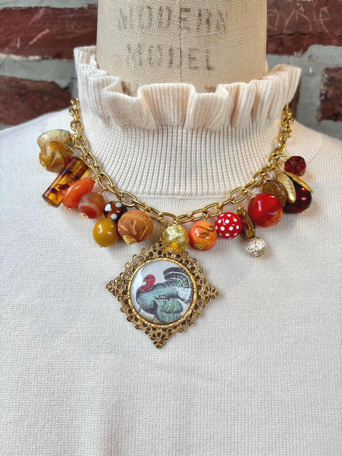 Lenora Dame Thanksgiving Necklace in Red-One-of-a-Kind!
