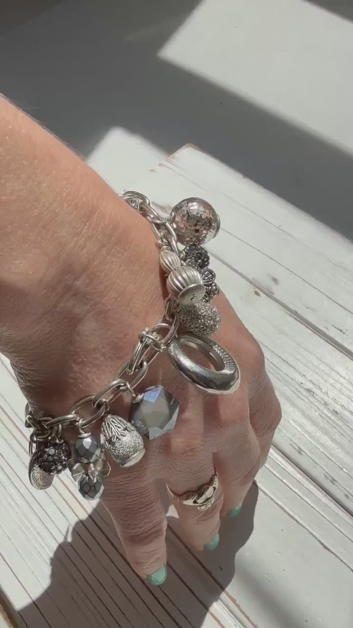 Lenora Dame Silver Vintage Gilded Charm Bracelet