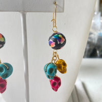Lenora Dame Floral Sugar Skull Earrings - Halloween Earring - Skull Earring