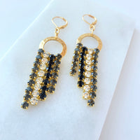 Lenora Dame Black Tie Affair Rhinestone Fringe Statement Earrings