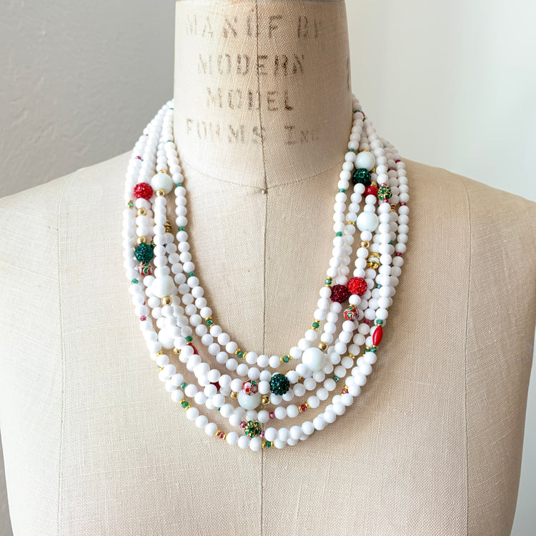 Lenora Dame Winter Wonderland Multilayer Beaded Statement Necklace