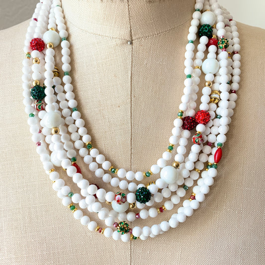 Lenora Dame Winter Wonderland Multilayer Beaded Statement Necklace